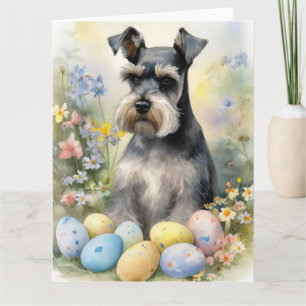 Schnauzer Hond met Paaseieren Vakantie Kaart
