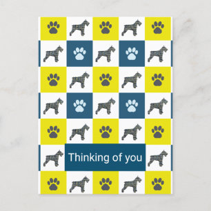 Schnauzer Hond & Poot Geel & Blauw Denken aan U Briefkaart