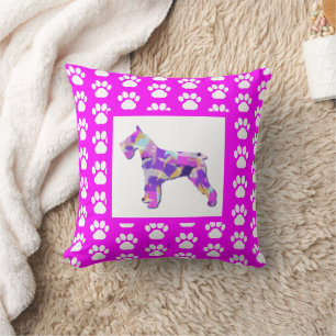 Schnauzer Hond Silhouet Poot Roze PY&B Kussen