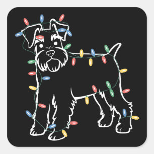 Schnauzer Honden Boom Kerstmis Kerstmis Huisdier D Vierkante Sticker
