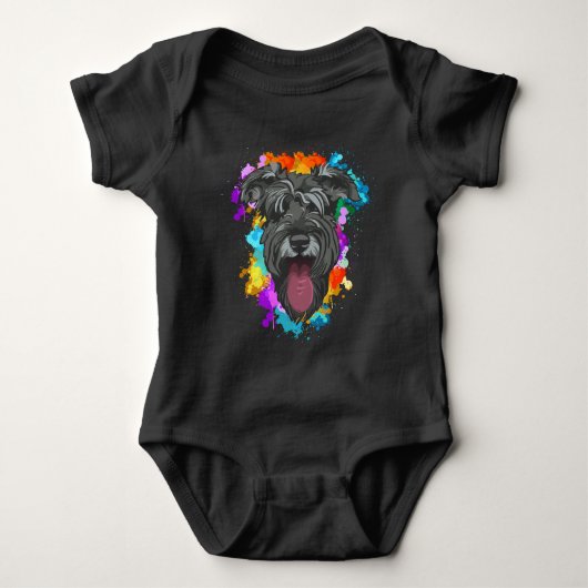 Schnauzer Hondenliefhebber Colorful Puppy Romper (Voorkant)