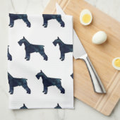 Schnauzer Hondenras Black Waterverf Silhouette Theedoek (Quarter Fold)