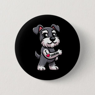Schnauzer I Love Grandma Funny Dog Tattoo Ronde Button 5,7 Cm