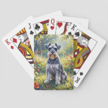 Schnauzer in bloemenweide