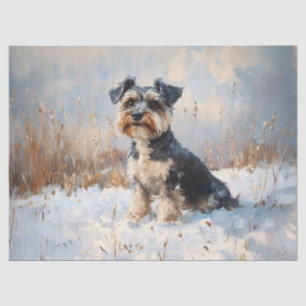 Schnauzer in de winter Sneeuw Decoupage Tissuepapier