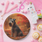 Schnauzer in Herfstbladeren Herfst Inspire Papieren Bordje (Feest)