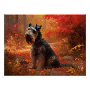 Schnauzer in Herfstbladeren Herfst Inspire Perfect Poster
