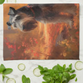 Schnauzer in Herfstbladeren Herfst Inspire Theedoek (Gevouwen)