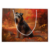 Schnauzer in herfstbladeren val inspireert groot cadeauzakje (Achterkant)