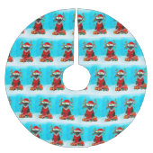 Schnauzer in sneeuw met kerstcadeautjes kerstboom rok (Voorkant)