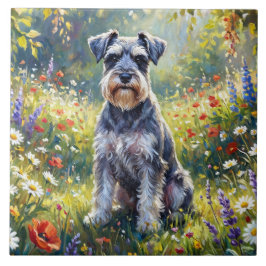 Schnauzer in Wildflower Meadow Tegeltje