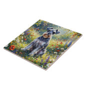 Schnauzer in Wildflower Meadow Tegeltje (Zijkant)