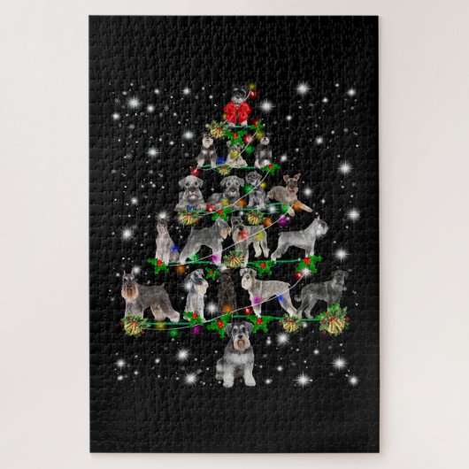 Schnauzer kerstboom met vlieglicht legpuzzel (Verticaal)
