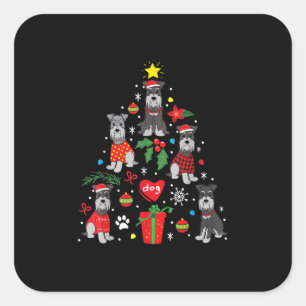 Schnauzer kerstboomversier Funny Pet Dog Vierkante Sticker