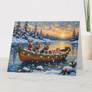 Schnauzer Kerstboot Vakantie Kaart