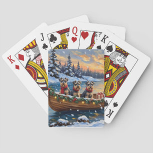 Schnauzer Kerstboot Vakantie Pokerkaarten