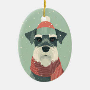 Schnauzer Kerstcadeau Keramisch Ornament