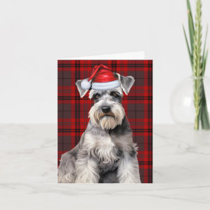 Schnauzer Kersthond Rood Geruit Kerstfeest Feestdagen Kaart