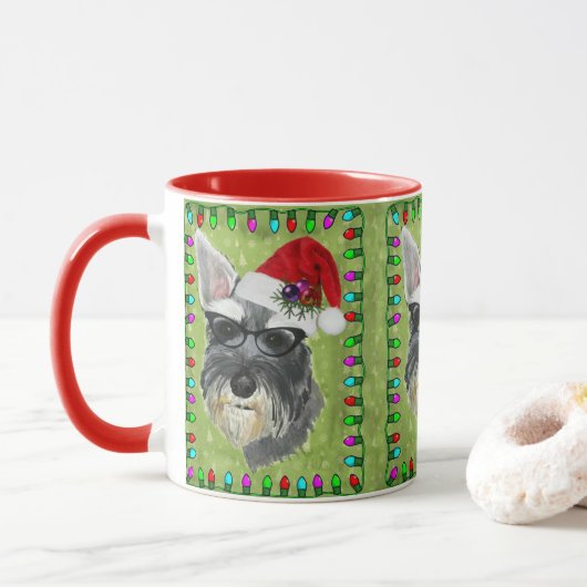 Schnauzer-kerstkoffie-Mok Mok (Met donut)