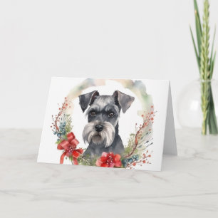 Schnauzer Kerstkrans Feestelijke Pup Kaart