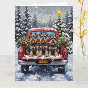 Schnauzer Kerstmis Rode Truck Vakantie Kaart