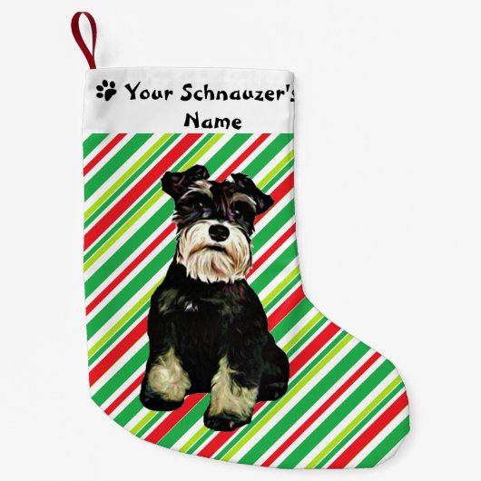 Schnauzer Kerstmis Stocking Kleine Kerstsok (Voorkant)