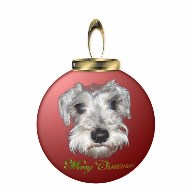Schnauzer kerstversiering fotobeeldje ornament (Voorkant)