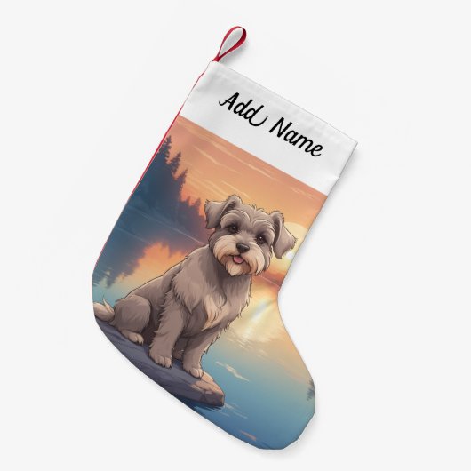 Schnauzer kleine kerstsok (Voorkant (Hangend))