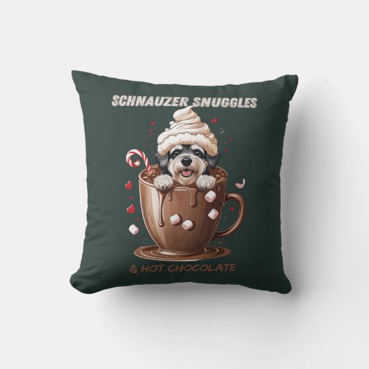 Schnauzer Knuffels & Warme Chocolade Kussen (Voorkant)