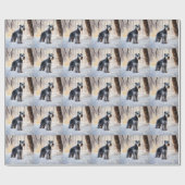 Schnauzer liet het sneeuwen Kerstmis Cadeaupapier (Vlak)