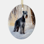 Schnauzer liet het sneeuwen Kerstmis Keramisch Ornament (Rechts)