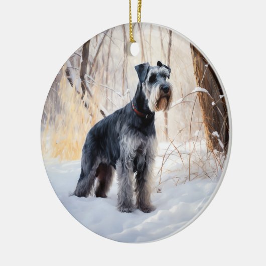 Schnauzer liet het sneeuwen Kerstmis Keramisch Ornament (Links)