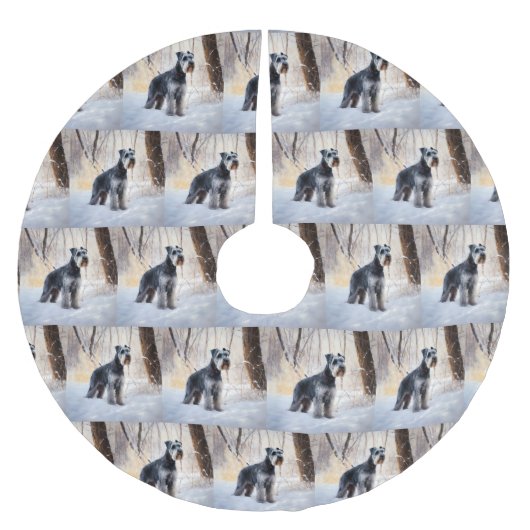 Schnauzer liet het sneeuwen Kerstmis Kerstboom Rok (Voorkant)