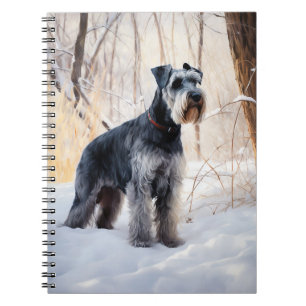 Schnauzer liet het sneeuwen Kerstmis Notitieboek