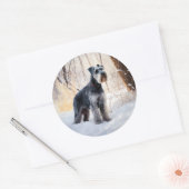 Schnauzer liet het sneeuwen Kerstmis Ronde Sticker (Envelop)