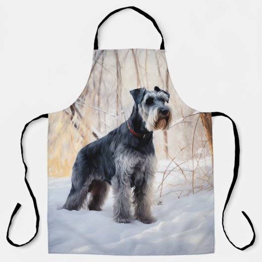 Schnauzer liet het sneeuwen Kerstmis Schort (Voorkant)