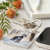 Schnauzer liet het sneeuwen Kerstmis Sleutelhanger (Voorkant Rechts)