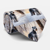 Schnauzer liet het sneeuwen Kerstmis Stropdas (Opgerold)