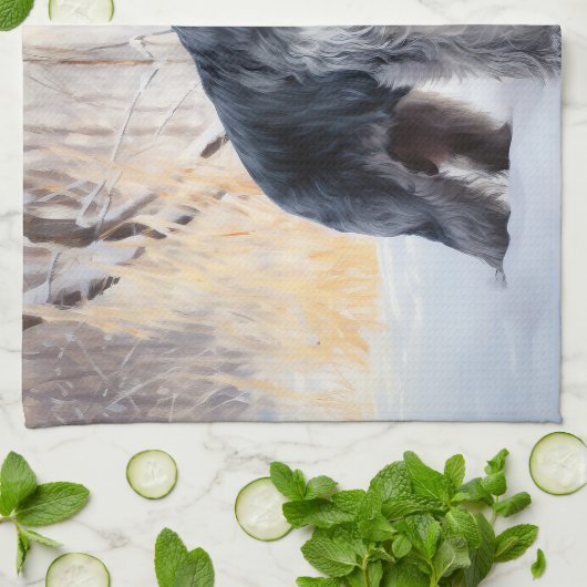 Schnauzer liet het sneeuwen Kerstmis Theedoek (Gevouwen)