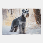 Schnauzer liet het sneeuwen Kerstmis Theedoek (Horizontaal)