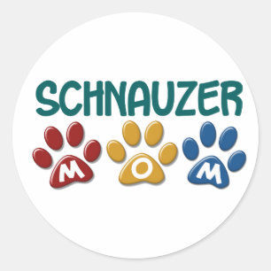 SCHNAUZER Mam Pauw Print 1 Ronde Sticker