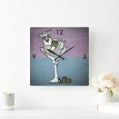 Schnauzer Martini Clock Vierkante Klok (Huis)