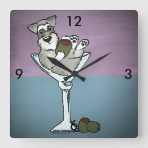 Schnauzer Martini Clock Vierkante Klok