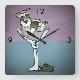 Schnauzer Martini Clock Vierkante Klok