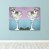 Schnauzer Martini Dubbel de Trouble Canvas Art Afdruk (Insitu (Houten vloer))