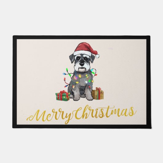 Schnauzer Merry Christmas Door Mat (Voorkant)