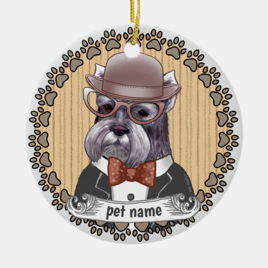 Schnauzer met bril keramisch ornament (Voorkant)