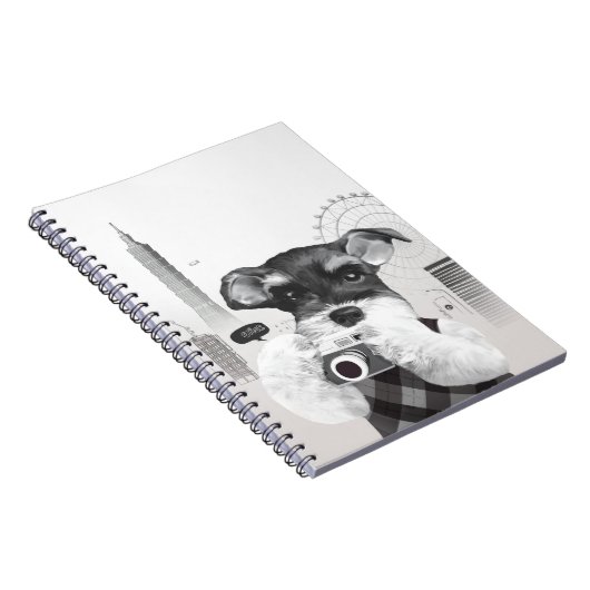 Schnauzer met camera notitieboek (Rechterzijde)