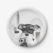 Schnauzer met camera papieren bordje (Voorkant)