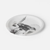 Schnauzer met camera papieren bordje (Gekanteld)